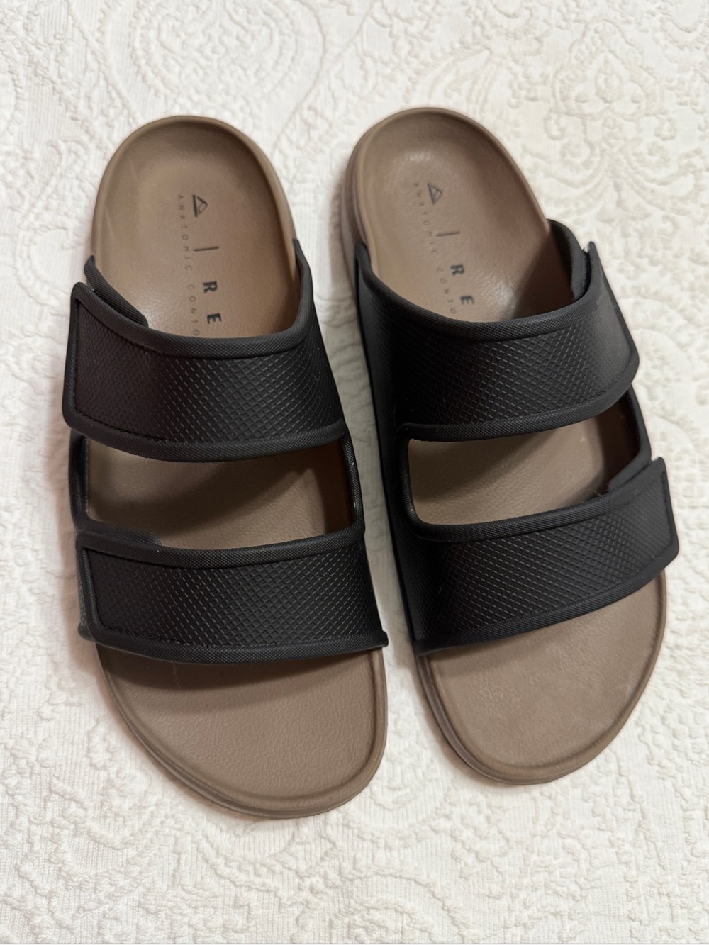 Reef Men's Black Double-Strap Slides Size 10